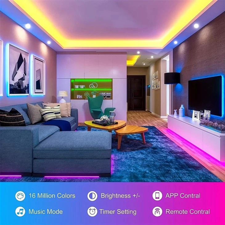 130ft RGBIC LED Strip Lights Remote App Control 24V Power Supply high quality