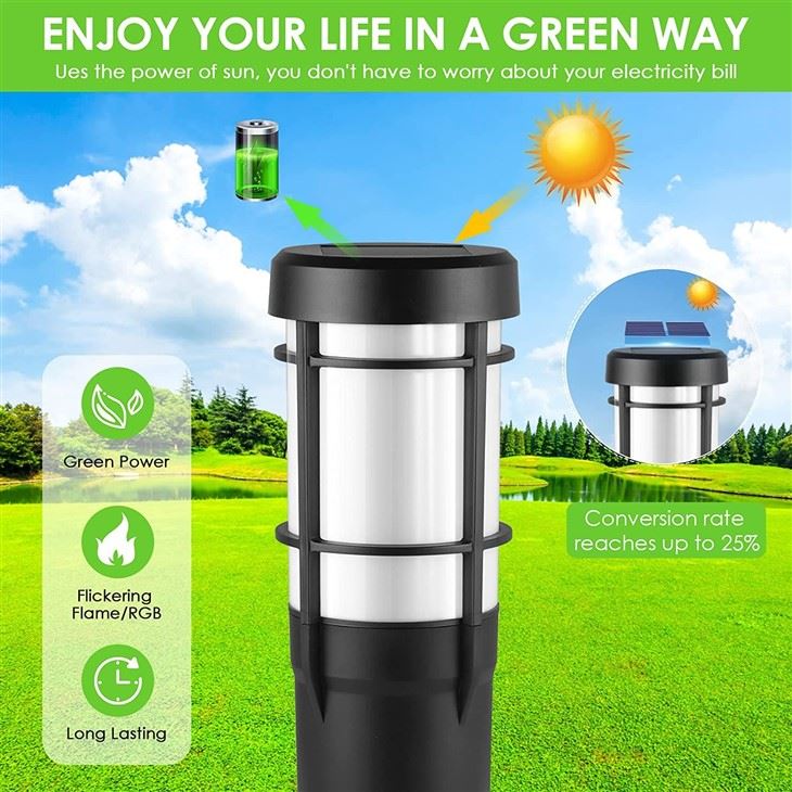 Ground LED Solar Garden Lamp RGB And Flame