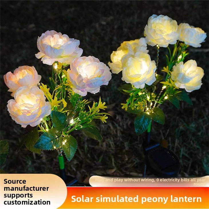 Solar Powered Led Peony Flower Artificial Flower Light factory